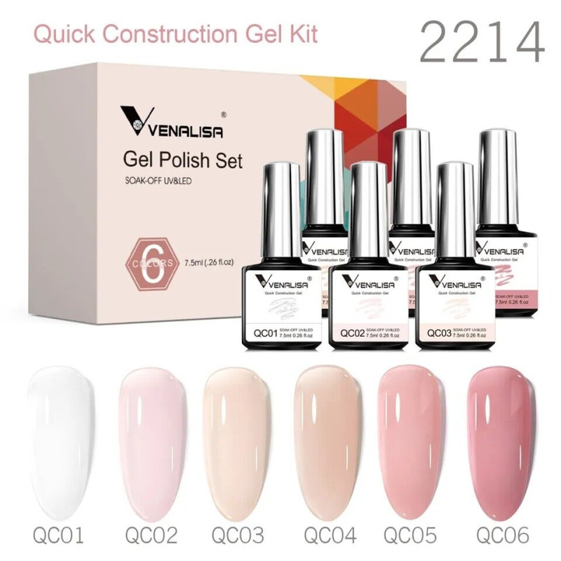 VENALISA 7.5ml Quick Construction Gel 6 Nude colors 7.5ml Transparent UV GEL