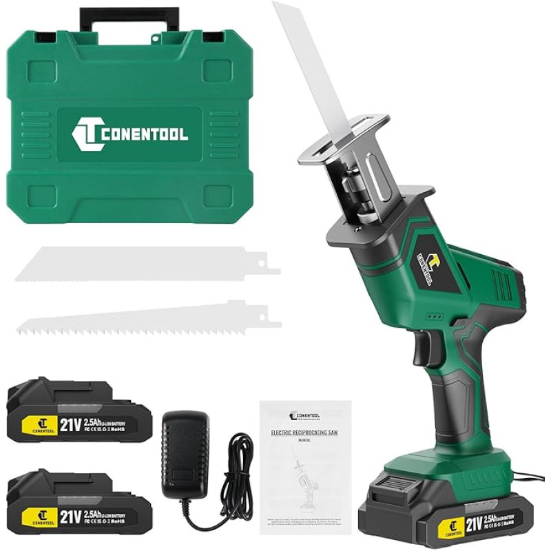 CONENTOOL virzuļzāģis 21V ar 2x2500mAh, 2800 apgr./min