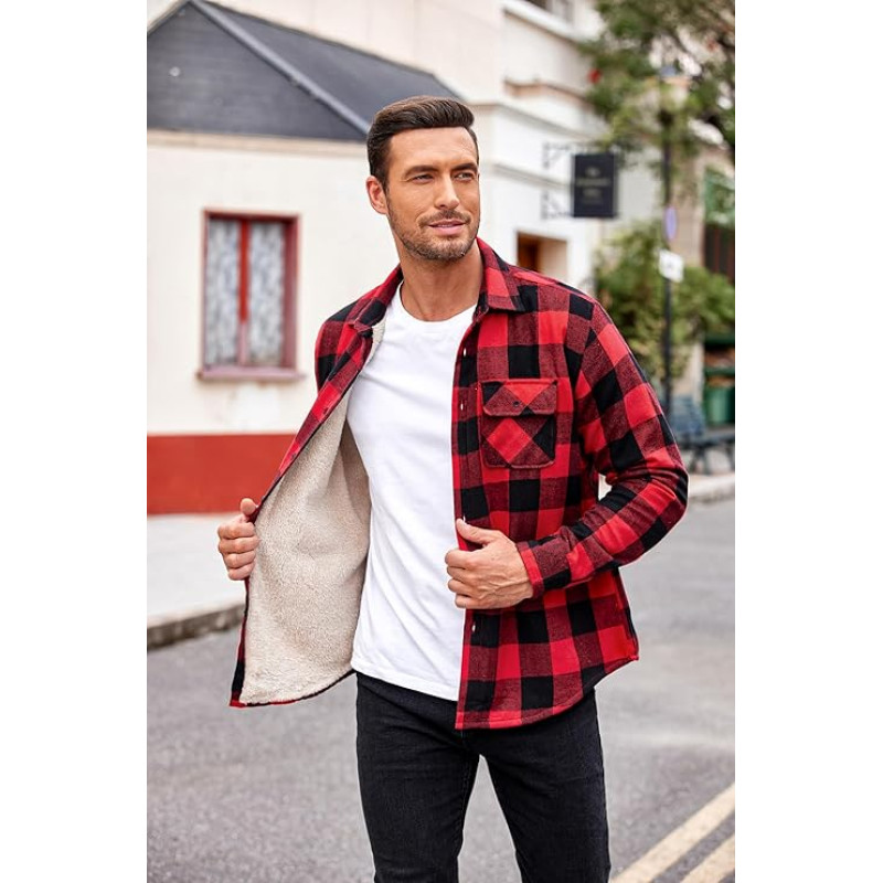 COEVALS CLUB Vīriešu flaneļu, ziemas, stepēta jaka ar siltu oderējumu