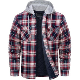 KEFITEVD Vīriešu flaneļu, ziemas, stepēta jaka ar siltu oderējumu