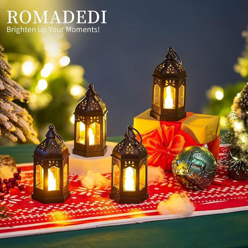 Romadedi mini ​​piekarināmas laternas ar LED svecēm