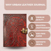 URBAN LEATHER Grimuārs/Ēnu grāmata ādas vākos -  dzīvības koks un vilks